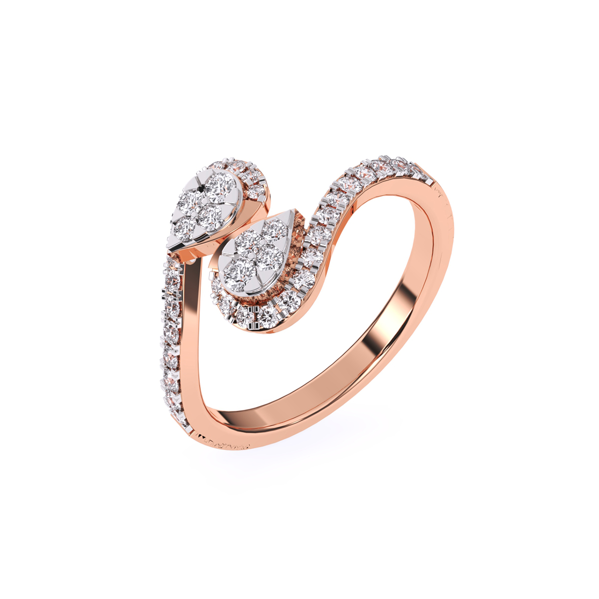 Amazing Bypass Pear Halo Diamond Ring